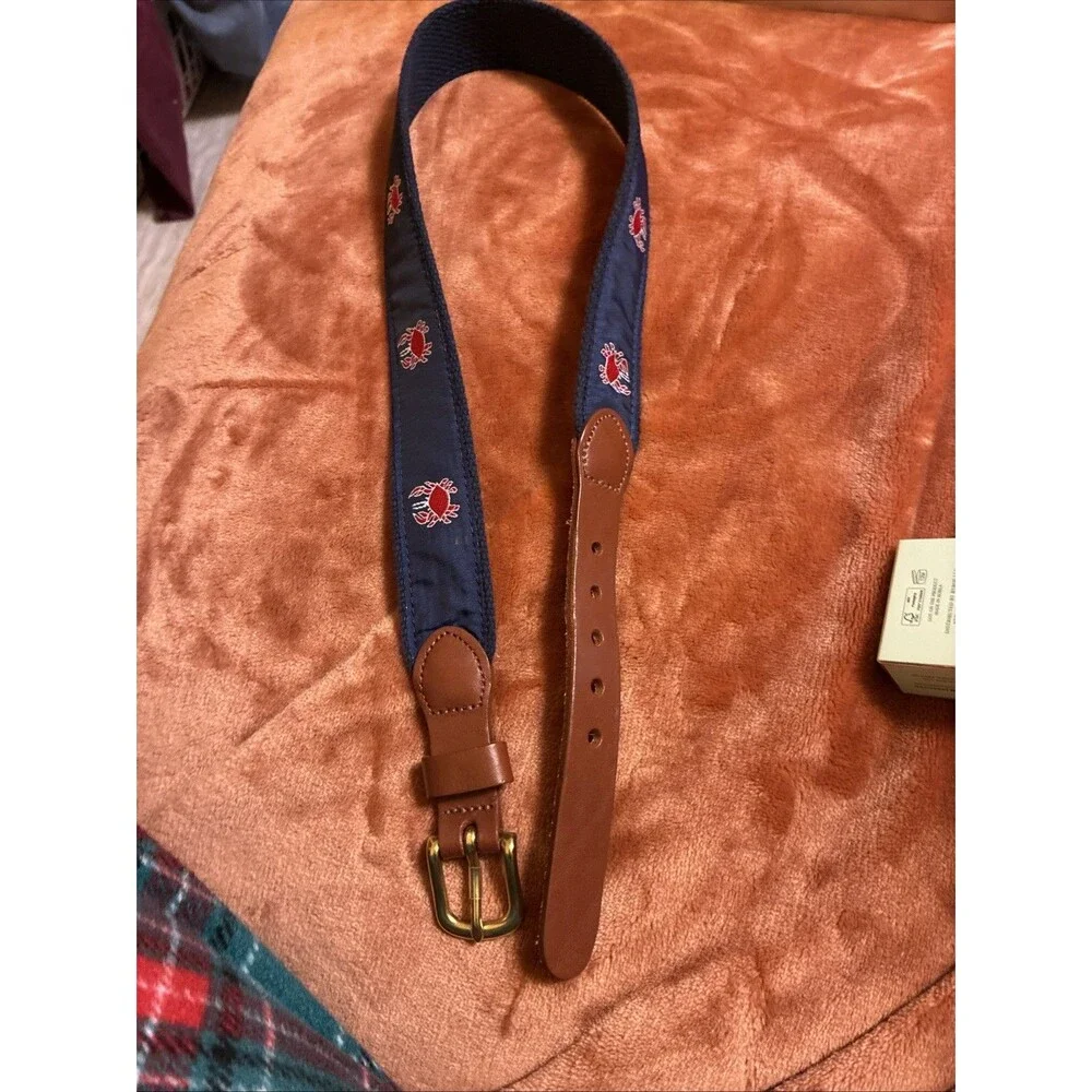 Leather Man Ltd Youth belt 26 Blue Canvas Leather Lobster Boys - Picture 6 of 7